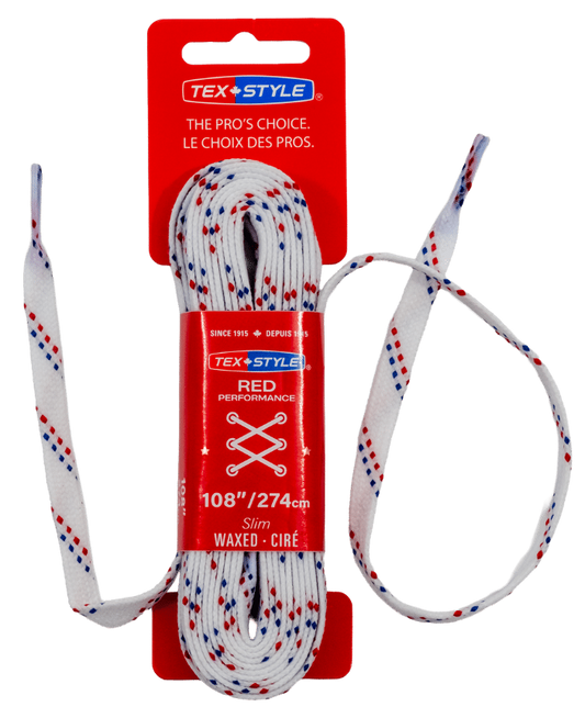 Tex-Style RED Performance Skate Laces – Slim Wax
