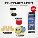 Tape pack Small: 5 Shin tape, 2 cloth tapes, 1 grip tape, 1 pair of skate laces, and hockey wax